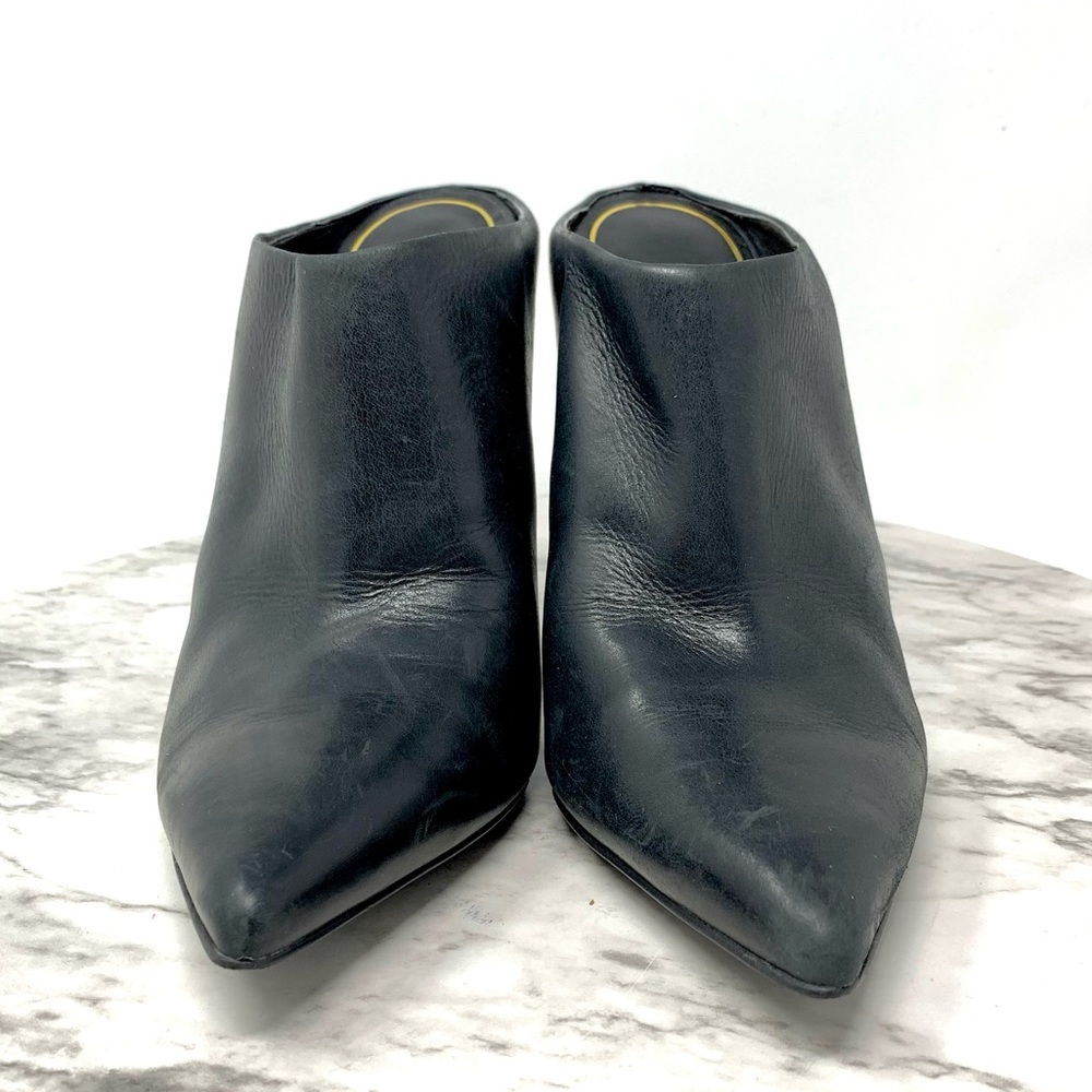 Enzo Angiolini Faxon Pointed Toe Leather Mules 7.5 Minimalist Edgy Classic Chic - Picture 4 of 12